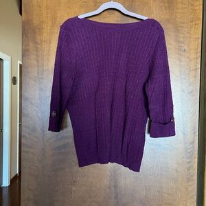 Karen Scott Rich Purple Crew Neck Sweater